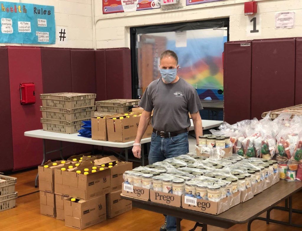man and donated food
